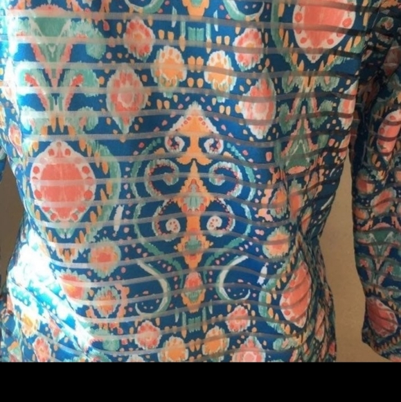 Ruby Rd. Woman's Multicolor Striped Stretch Scoop Neck 3/4 Sleeve Blouse Size S - Picture 14 of 15